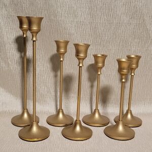 Set of 7 Vintage Brass Graduated Candlesticks
